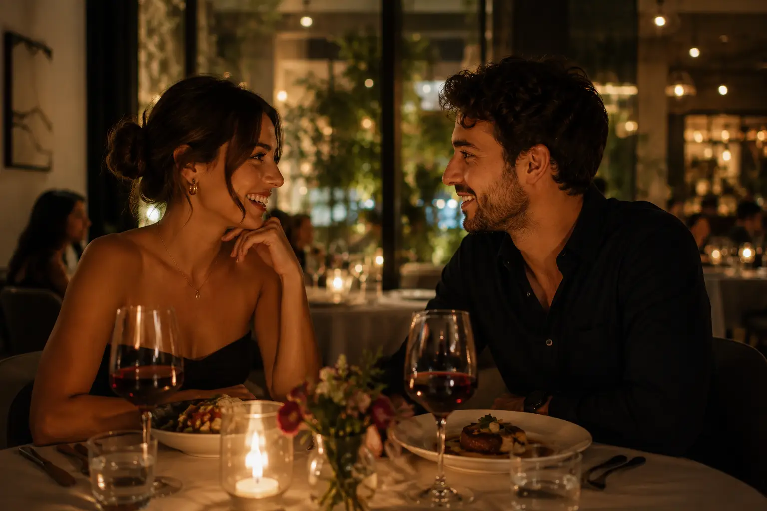 Casal jantando em um restaurante