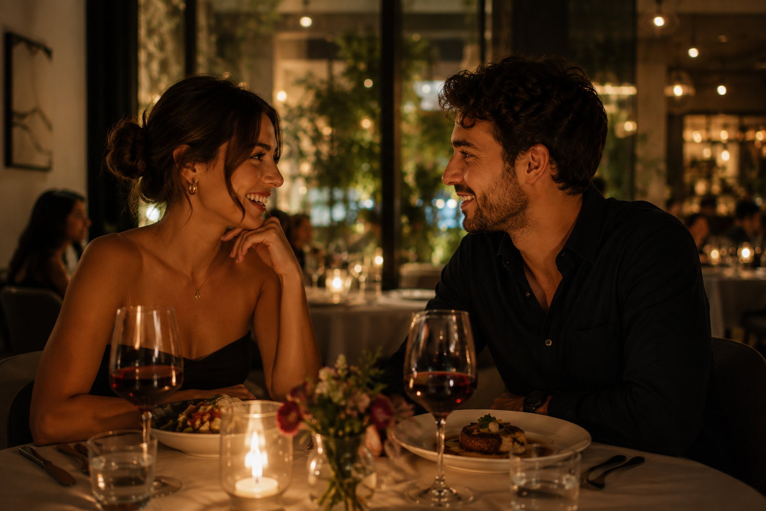 Casal jantando em um restaurante